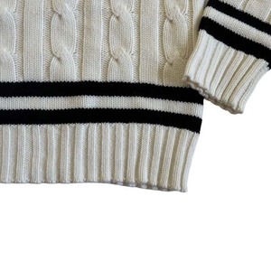 Pull en tricot de laine 100% coton à col en V pour homme, vêtements de sport pour adultes, cricket, respirant, rayé, pull d'hiver pour homme - Product Image 5