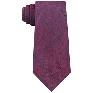 Cravatta da uomo Calvin Klein 100% seta jacquard, design slim a quadri, colore bordeaux, taglia regolare, stile classico, ideale per regali - Product Image 1