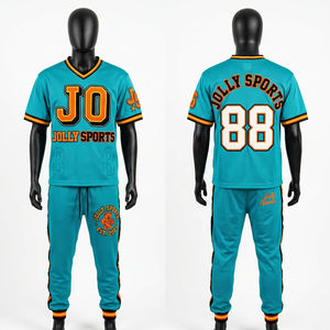 Conjunto de Pantalón y Jersey de Malla de Poliéster Premium de 180 GSM para Hombre, Color Verde Azulado con Paneles Laterales Blancos, Logotipo Personalizado con Transferencia Térmica - Product Image 2