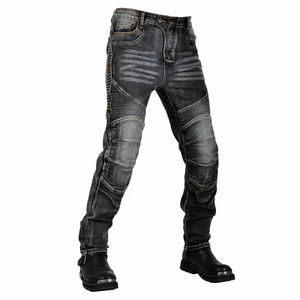 Jean de moto pour homme D-Ride Moto en denim foncé, protection CE pour les genoux et les hanches, respirant, séchage rapide, grande taille, toutes saisons - Product Image 1