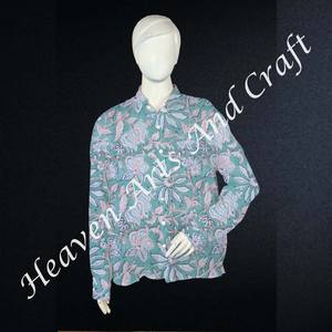 Camisa con estampado bohemio de algodón para mujer 2025, camisa con estampado de bloques, estilo dulce de tamaño libre para la playa - Product Image 3
