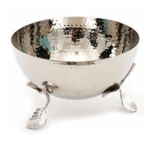 Bol en métal martelé avec support à plumes en ruban Parfait pour les noix à salade de fruits Idéal pour le service de table de mariage, d'hôtel et de restaurant - Product Image 2