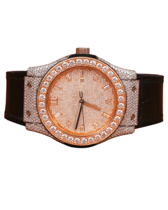 Latest Fashion Men's Luxury Mechanical <b>Quartz</b> <b>Watch</b> with White Gold FinishVVS Moissanite Diamond Smart White Dial in Lather Band - Product Image 1