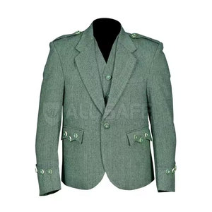 Conjunto de chaleco de chaqueta Kilt personalizable de calidad superior Mezcla de lana de poliéster Conjunto de chaqueta Prince Charlie de fácil mantenimiento - Product Image 1