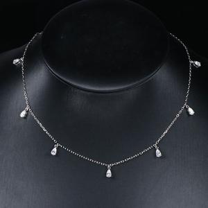 3x5mm Pear Shape VVS D Color Moissanite <b>Chocker</b> Teardrop Charms Station Necklace Vintage 925 Sterling <b>Silver</b> Claw Setting - Product Image 3