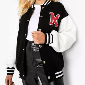 Chaquetas de Lana para Mujer 2026, Chaqueta Vaquera Negra con Parches Gráficos, Chaqueta de Cuero con Letras Bordadas, Chaqueta de Fiesta de Tallas Grandes con Tela Estampada - Product Image 1