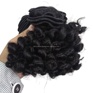 Luxury Human Hair Extensions Double Weft Machine Fumy Curly Hair Bundles Indonesian Virgin Remy Hair Cuticle Aligned <b>Tangled</b> - Product Image 6