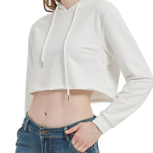 Nouveau 2026, vente en gros, logo personnalisé, crop top à capuche pour femme, nouvelle arrivée, couleur unie, crop top de fitness, sweat-shirts pour femmes en vente - Product Image 5