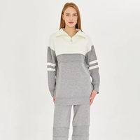 Conjunto de Dos Piezas de Punto de Alta Calidad para Mujer, con Cierre, Estilo Holgado, Informal, para Oficina, Suéter y Pantalones