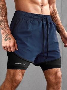 Short de course à compression respirant 100% coton solide pour hommes pour les sports de plein air entraînement de tennis - Product Image 2