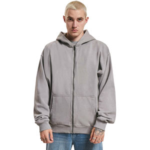 Sudadera con Capucha de Invierno para Hombre, 100% Algodón, Gruesa, con Estampado, Bordado, Cierre de Cremallera, Manga Larga, con Bolsillo, Estilo Urbano - Product Image 1