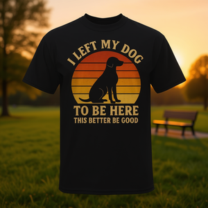 T-shirt retrò con scritta 'Ho lasciato il mio cane qui, spero che sia in buve' per gli amanti dei cuccioli - Product Image 3