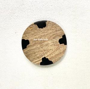 Natural Round Epoxy Resin Acacia Wood Coasters Dinnerware Mats & Pads <b>Kitchen</b> <b>Accessories</b> for Home & Hotel - Product Image 6