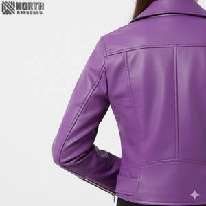 Meilleure qualité en cuir véritable tricoté respirant toile hiver mode porter veste en cuir personnalisée pour femmes - Product Image 3