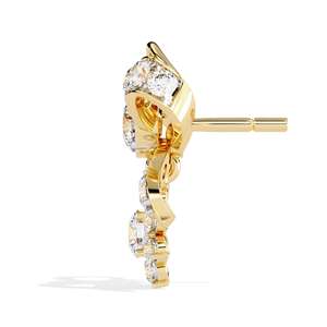 Boucles d'oreilles minimalistes en or massif 24 carats, forme de nœud, diamant naturel taille brillant, fabrication artisanale, certifiées IGI, design élégant pour - Product Image 5