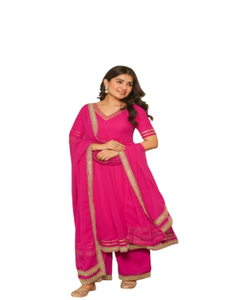 Nuevo diseñador de algodón puro Alia Cut Kurti con bordado Sikvans Work Ready Made Kurti set para mujeres - Product Image 1