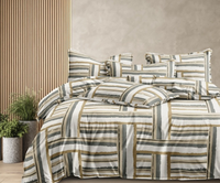 Draps de lit en microfibre à rayures dorées et grises imprimées, 130+ GSM, doux, lisses et légers, fournis directement par l'usine