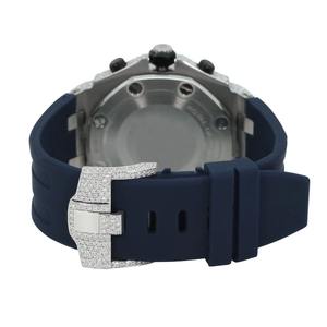 Montre-bracelet de luxe pour homme, style Hip Hop, avec testeur de diamants intégré, moissanite personnalisée, automatique, clarté VVS et bracelet en caoutchouc bleu, tendance - Product Image 2