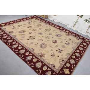 Tapis Turc Vintage Classique Beige Rouge 7.2 X 9.5ft Grande Surface Patchwork Laine avec Support en Latex pour Couloir ou Chambre - Product Image 4