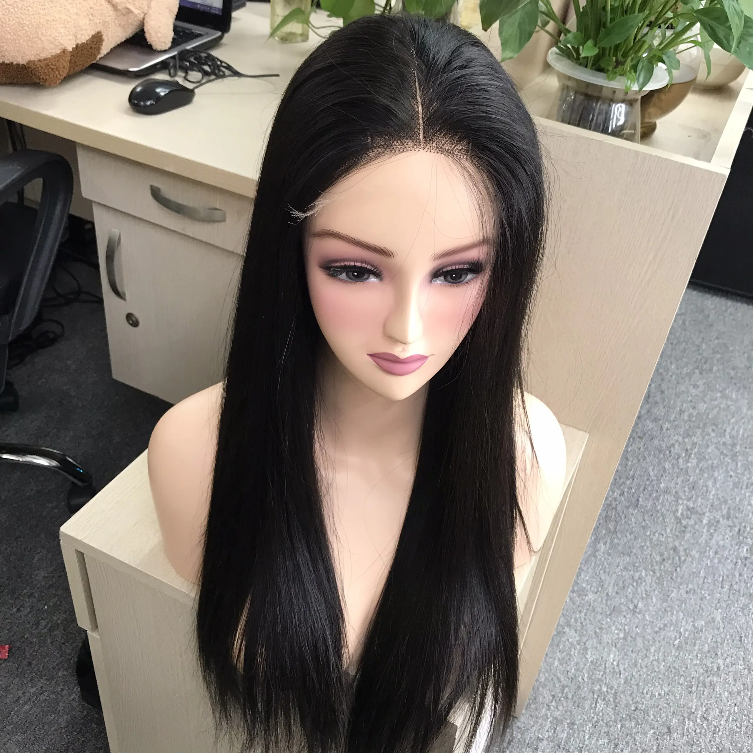 Hdレースフロントウィッグボーンストレートヘア未処理ベトナム生ヘアウィッグ黒人女性用レースフロントウィッグストレートウェーブとC