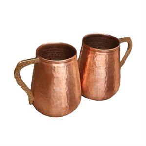 Ensemble de 2 mugs en cuivre à poignée design Moscow Mule Tasse à bière en acier inoxydable avec poignée en laiton - Product Image 4
