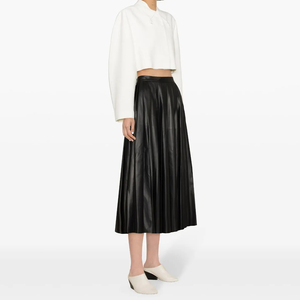 Jupe longue pour femme, design enveloppant décontracté, écologique, 100% polyester, jupe maxi taille haute en couleurs unies - Product Image 3