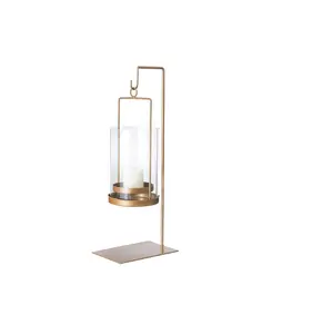 Pendurado Metal Lanterna com Vidro Candle Holder Home e Hotel Tabletop Candle Stand Gancho Designer de Interiores