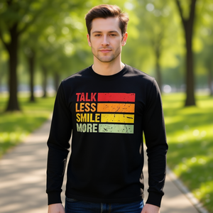 เสื้อยืดแขนยาว Retro Talk Less Smile More คอกลม ยูนิเซ็กส์ สำหรับผู้ใหญ่ เสื้อโปรโมชั่น - Product Image 3