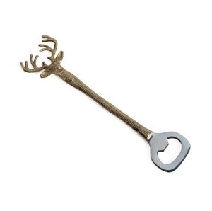 Ouvre-bouteille de bière et de vin en métal tête de cerf rustique avec poignée en bois de cerf, accessoires de bar pour la décoration de la cabane - Product Image 1