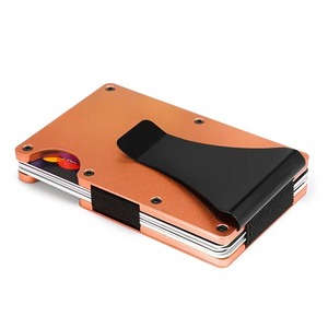 Logo personnalisé mince minimaliste porte-cartes portefeuille pour hommes RFID bloquant métal aluminium fibre de carbone avec pince à billets hommes portefeuilles - Product Image 6