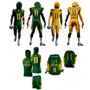 Uniformes de fútbol americano juvenil de diseño personalizado OEM, ropa de entrenamiento transpirable con mangas cortas, conjuntos de uniformes de fútbol americano - Product Image 1