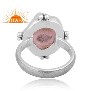 Handmade Oxidized Sterling Silver Natural Rose <b>Quartz</b> Gemstone Stackable <b>Ring</b> Jewelry For Women Gift For Her - Product Image 4