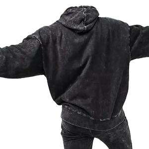 Conjunto Deportivo Unisex Vintage con Sudadera con Capucha y Pantalones Jogger, Logotipo Personalizado, Traje Deportivo Desgastado para Hombre, Lavado Ácido, Transpirable, Tallas Grandes, Invierno - Product Image 5