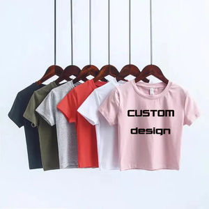 Camisetas Cortas Personalizadas de Alta Calidad para Mujer, Tops Cortos de Yoga y Fitness, Cuello Redondo, Manga Corta, Verano, Unisex - Product Image 4