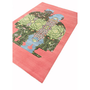 พรมขนสัตว์และไหมถักมือรูปทรงสี่เหลี่ยมผืนผ้าขนาด 9x12 ฟุต รุ่นใหม่ สีชมพูม่วง AKWS-9009 สำหรับตกแต่งบ้าน ห้องนั่งเล่น ทางเดิน ลายพิมพ์แปลกตา - Product Image 2