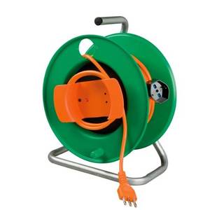 Enrouleur de câble électrique (25m) H05VV-F 3x1.5 mm² 1P Câbles d'alimentation orange et vert Modèle PP0719 - Product Image 1