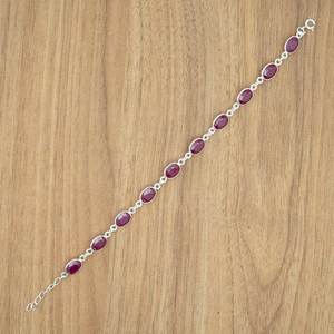 สร้อยข้อมือทับทิมสีชมพูแบบมินิมอล925เงินสเตอร์ลิงพร้อมพลอยเพทายธรรมชาติสำหรับงานแต่งงานหรือเป็นของขวัญให้กับเธอ - Product Image 3