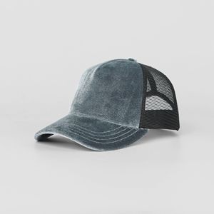 Vente en gros de chapeaux de camionneur bicolores de baseball en coton velours respirant 5 panneaux en maille pour hommes et femmes - Product Image 1