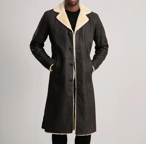 Elegante Abrigo de Cuero para Hombre, Largo, Cuello Alto, Doble Faz, Alta Calidad, Resistente, Impermeable, Transpirable, Servicio OEM - Product Image 4