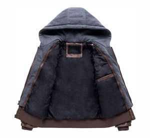 Vestes en cuir mince de qualité professionnelle avec capuche amovible 100% personnalisation OEM ODM Service processus de revêtement de tissu de toile - Product Image 3