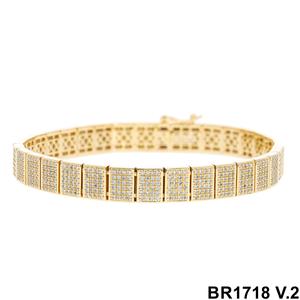 Premium Radiant 14K Gold Rhodium Plated Tennis Style Symmetrical Natural Brilliant Cut Diamond Classic Modern Twist <b>Bangles</b> - Product Image 2