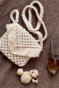 100% macramé bohème fait à la main Prasanna sac à bandoulière noué à la main Pack cum sac à bandoulière pour femmes et filles - Product Image 3