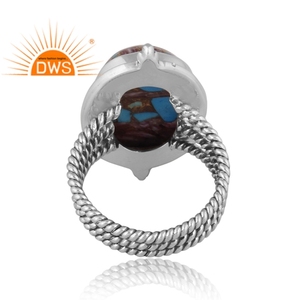 Mejor Venta de plata esterlina oxidada Mojave cobre púrpura ostra turquesa piedra preciosa anillo de declaración fabricante de joyería personalizada - Product Image 4