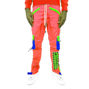 <b>Orange</b> Customize Men Windbreaker Cargo Pocket Pants Custom Made Drawstring Nylon Pant & Trousers - Product Image 1