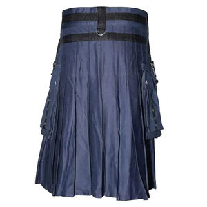 Kilt Utilitaire Bleu Gothique Personnalisé pour Homme avec Logo, 100% Coton, Tartan Hybride Fabriqué en Écosse, Accessoire Musical Gothique - Product Image 5