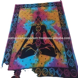 Nouveau Multi Couleurs Tie Dye 7 Chakra Imprimé Coton Draps De Lit/Tentures Murales Tapisserie En Gros De L'Inde - Product Image 1