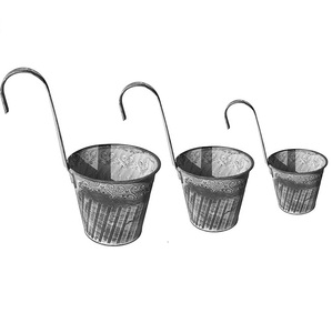 Macetas Colgantes Modernas de Hierro Gris de Alta Calidad y Tamaño Pequeño con Acabado Galvanizado para Uso en Hogar, Balcón, Hotel y Jardín - Product Image 3