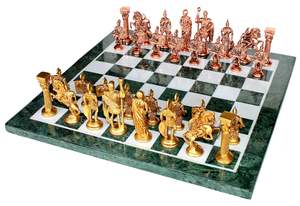 Juego de Ajedrez Coleccionable de Mármol Verde de 15 x 15 Pulgadas + Piezas Romanas de Latón, para Niños y Adultos - Product Image 6