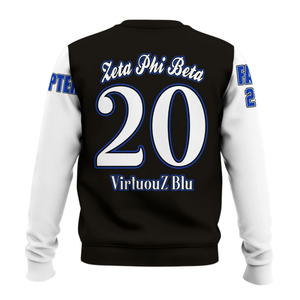 Zeta Phi เสื้อสเวตเตอร์คอกลมสีฟ้า1920สำหรับผู้หญิงเสื้อสวมหัวปักลายชมรมกรีก - Product Image 2