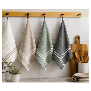 Serviettes de cuisine en coton gaufré 100 % – Chiffons à vaisselle et torchons doux et absorbants en nid d'abeille avec boucle de suspension - Product Image 3